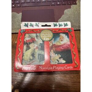Vintage 1995 Coca Cola Christmas Playing Cards 2 Decks Tin New